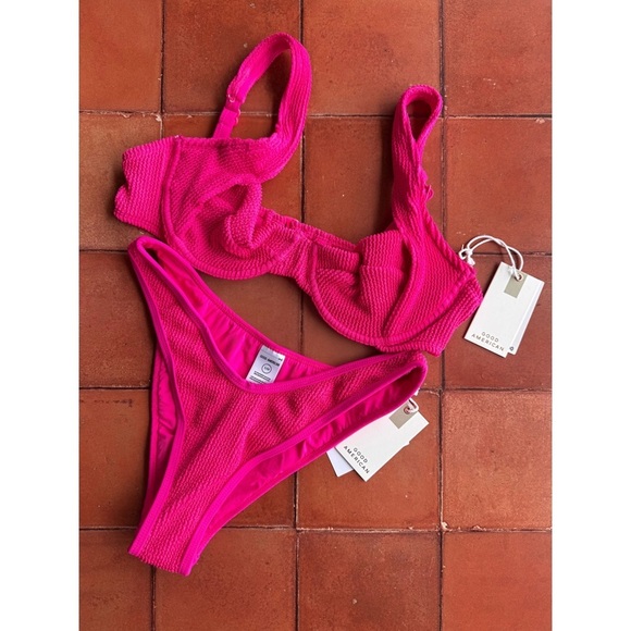 Good American Other - Sz S/M Good American Always Fits Demi Bikini Top & Classic Bottom In Pink Glow